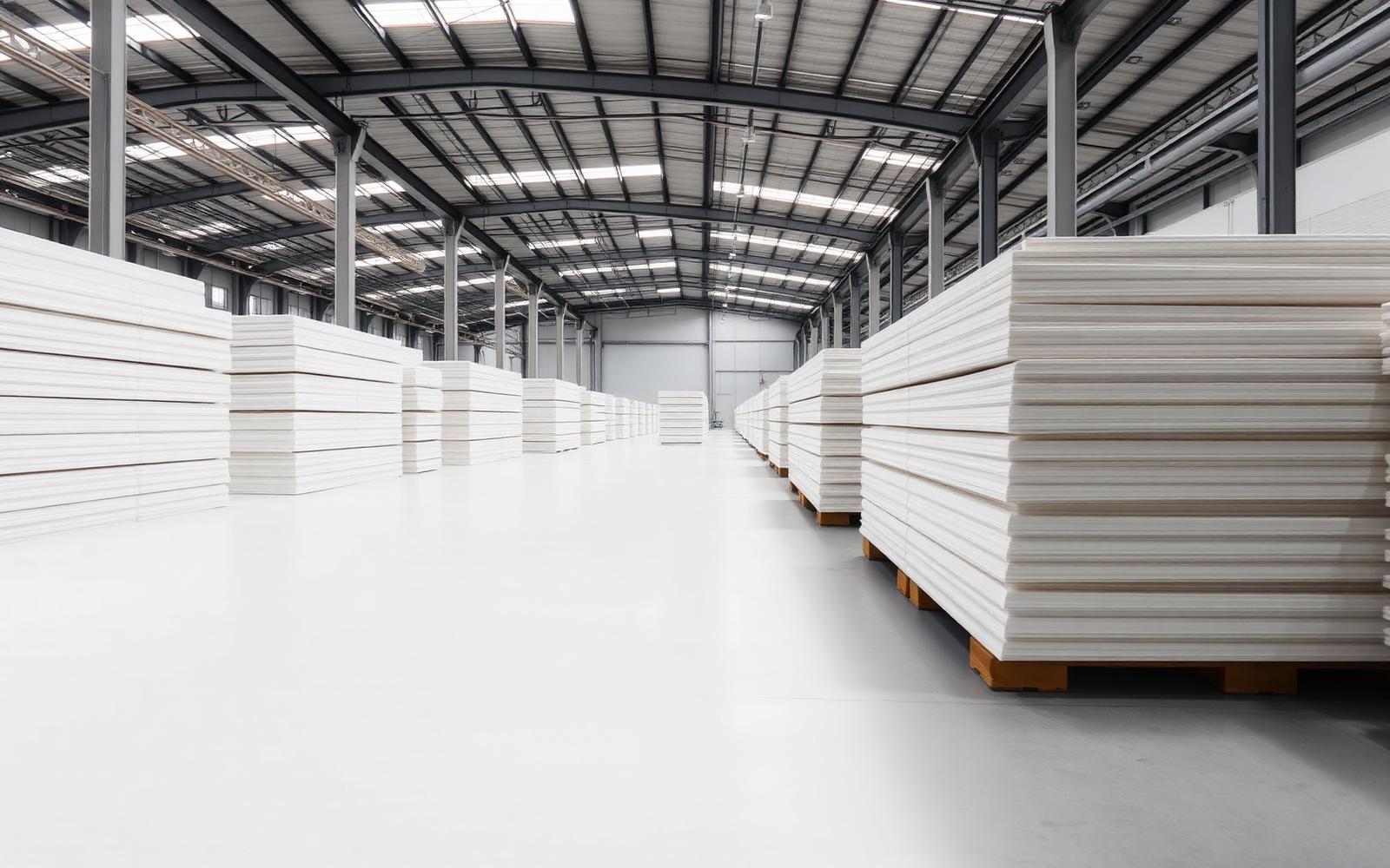 Sunny Enterprises warehouse with stacked thermocol sheets in Kanpur